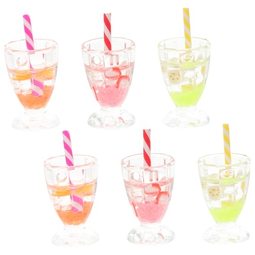 DRESSOOS 6 Stück Miniatur Kelche, Mini Hausdekorationen, Eisbecher Ornament, Mini Küchenszenen, Miniatur Rollenspiel Spielzeug, Puppenhaus Zubehör, Lebensmittel Requisiten, von DRESSOOS