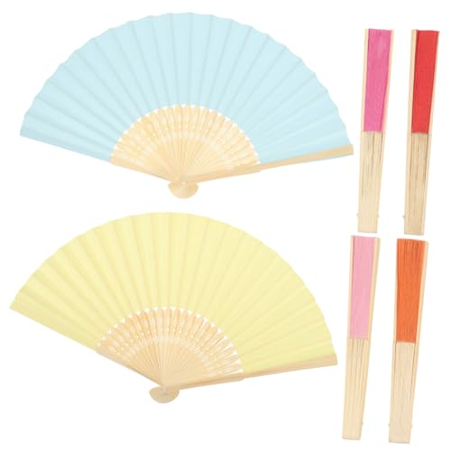 DRESSOOS 6 Stück Teiliges Faltbare Chinesische Papier-handfächer zum Bemalen Leichte DIY Papierschalen für Bunt Tragbar für Bastelprojekte und Raumdekoration von DRESSOOS