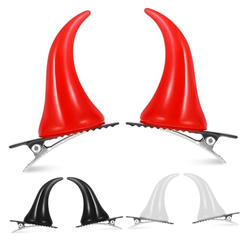 DRESSOOS 6 Stück Teufelshorn Haarclips aus Resin Halloween Haarschmuck Leicht Vielseitig für Damen Party Karneval Kostüm Zubehör Dunkel Rot DRESSOOS 6 Stück Teufelshorn Haarclips aus Resin Halloween Haarschmuck Leicht Vielseitig für Damen Party Karneval Kostüm Zubehör Dunkel Rot von DRESSOOS