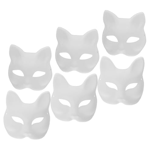 DRESSOOS 6 Stück Weiße Bemalbare Masken aus Papiermasse für Halloween Cosplay Partys und Kreative Veranstaltungen für Gruppenaktionen von DRESSOOS