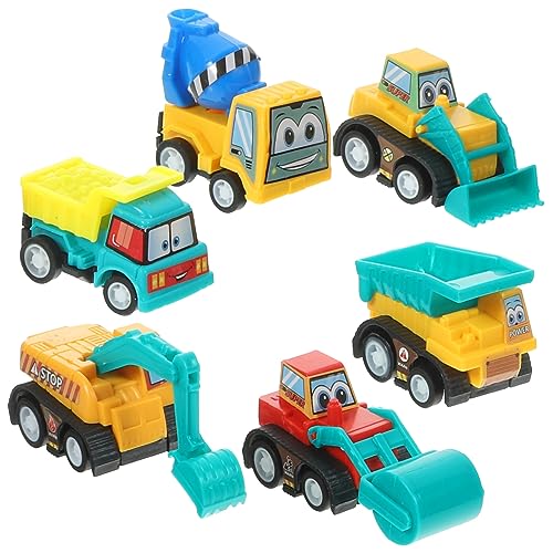 DRESSOOS 6 Teiliges Kinder Cartoon Mini Trägheits Rückziehauto Set, Spielzeugauto, Geschenktüte, Kreatives Kinderspielzeug (Baufahrzeug, 6 Stück), Kinderspielzeug, Kinderauto, Spielzeug, von DRESSOOS