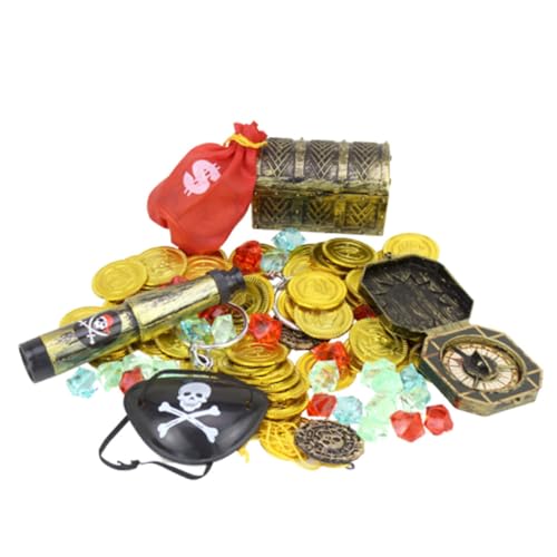 DRESSOOS 60St Piraten spielen Spielzeug Schatz der Piraten Piratenspielzeug Kinderspielzeug spielzeug für kinder Spielzeuge Spielset mit Piratenfiguren Piratenschatz-Spielzeug Gold von DRESSOOS