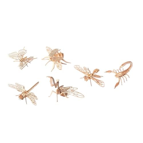 DRESSOOS 6Stücke Holz Puzzlespielzeug Teiliges aus Holz Insekten für Kreatives DIY Puzzle Fantasie und Lernspielzeug für Eltern Interaktion von DRESSOOS