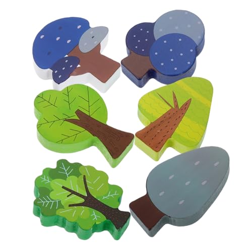DRESSOOS 6pcs Mini Holz Bäume Spielzeug Zug Set Zubehör Dekorative Eisenbahn Blöcke DRESSOOS 6pcs Mini Holz Bäume Spielzeug Zug Set Zubehör Dekorative Eisenbahn Blöcke von DRESSOOS
