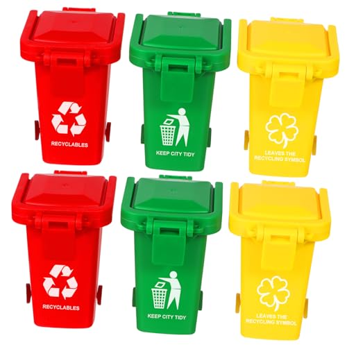 DRESSOOS 6-teiliges Lernspielzeug Für Jungen Und Mädchen Müllsortierung Mülleimer Mit Rädern Bunter Kleiner Mülleimer Für Jungen Und Mädchen Pädagogische Erkenntnis von DRESSOOS