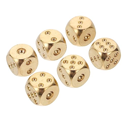 DRESSOOS 6 stücke Messing Würfel Set Würfel Spiel Requisiten Solide Würfel Spielen Spielzeug Würfel Prop Spielzeug Restaurant von DRESSOOS