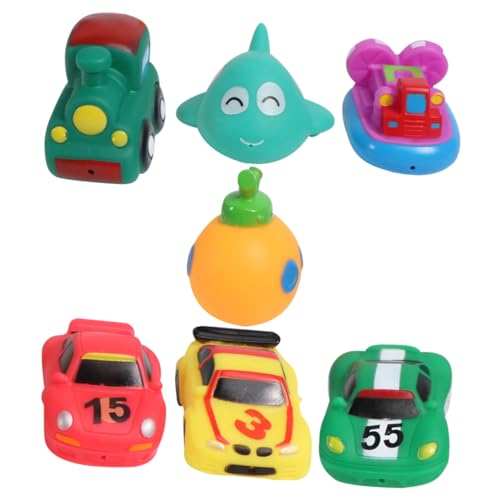 DRESSOOS 7st Squeeze Sound Badespielzeug Kinderspielzeug Spielzeuge Kinderbadespritzer Badespielzeug Für Kinder Verkehrsflugzeug Bahn von DRESSOOS