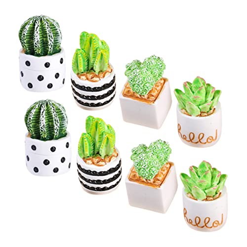 DRESSOOS 8 Stück Kaktus Mikrolandschaft, Garten Und Landschaftsbau Ornament, Mini Topfpflanzenmodell, Puppenhaus Dekoration, Kleines Hausdekor, Mini DIY Bonsai Modell, Mini Hauszubehör, von DRESSOOS