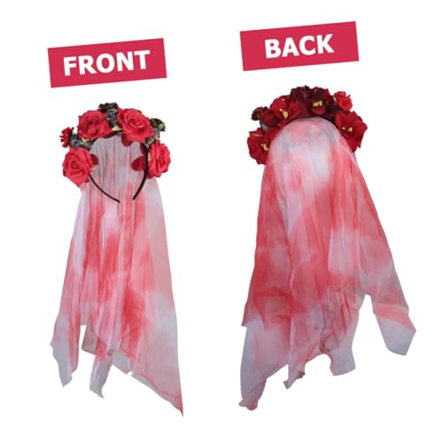 DRESSOOS Band Haarband Cosplay Und Erwachsene Haar Blume Kostüm Halloween Schädel Kopfschmuck Für Stirnband Kopfbedeckung Rose von DRESSOOS