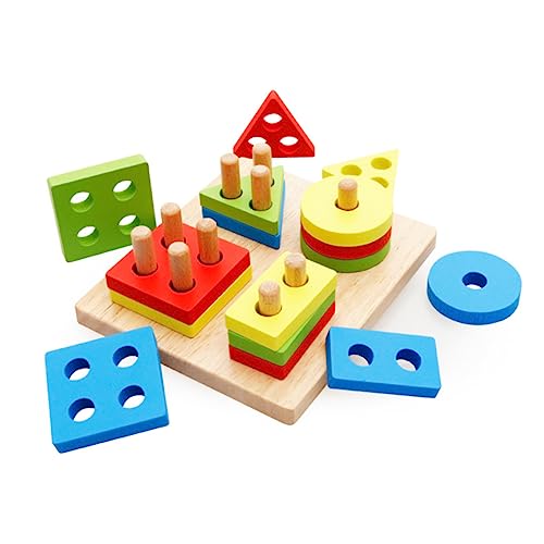 DRESSOOS Bausteine Pädagogisches Spielzeug Kinder Puzzle rätsel für Kinder kinderknallzeug Kinder Spielzeug Spielzeuge geometrischer Stapeler hölzern Blöcke Stapler Reihe von Spalten Bambus von DRESSOOS