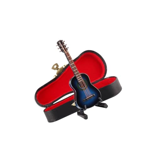 DRESSOOS Blaue Miniatur Gitarre Aus Klassisches Musikinstrument Modell Für Dekoration Und Kunsthandwerk Mit Ständer Und Ideales Für Musikliebhaber Und DRESSOOS Blaue Miniatur Gitarre Aus Klassisches Musikinstrument Modell Für Dekoration Und Kunsthandwerk Mit Ständer Und Ideales Für Musikliebhaber Und von DRESSOOS