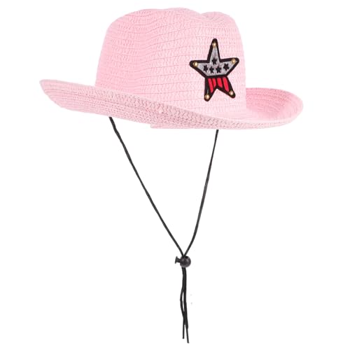 DRESSOOS Cowboyhut Für Kinder Kleinkind- -hut Tea-party-hüte Für Kleine Mädchen Fedora-kostümzubehör Mütze Zum 1. Sheriff Verkleiden Sich Baby Hut Mit Breiter Krempe Stroh Draussen von DRESSOOS