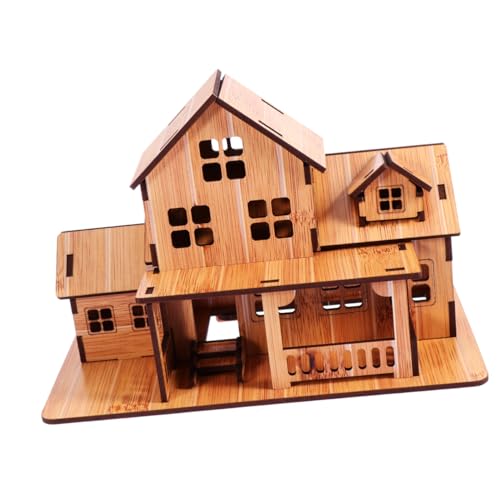 DRESSOOS Holzhaus-modellspielzeug Kreatives Pädagogisches Handwerk Sicher Für Kinder Dekoratives Desktop-Ornament von DRESSOOS