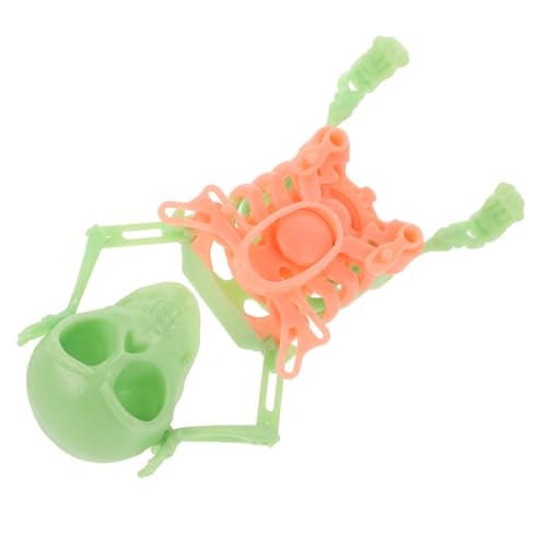 DRESSOOS Dancing Skeleton Mini Druck Schädel Puppe Wind Up Skelett ohne Batterie Grüne Halloween Deko für Schreibtisch und Detailreich für Kleine Räume von DRESSOOS