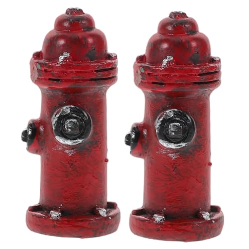 DRESSOOS Feuerwehrmann Puppenhaus Spielzeug Miniatur Hydrant Statue Harz Handwerk Für Home Decor Feuerwehr Zubehör 2 Stück von DRESSOOS