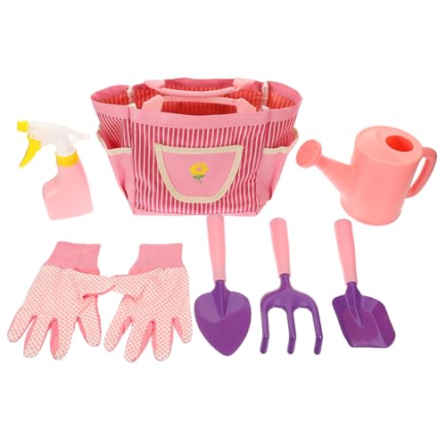 DRESSOOS Entzückendes Gartenwerkzeug-Set Für Kinder Metallrechen Schaufel Kelle Gießkanne Sprüher Wasserkocher Handschuhe Und Aufbewahrungstasche von DRESSOOS
