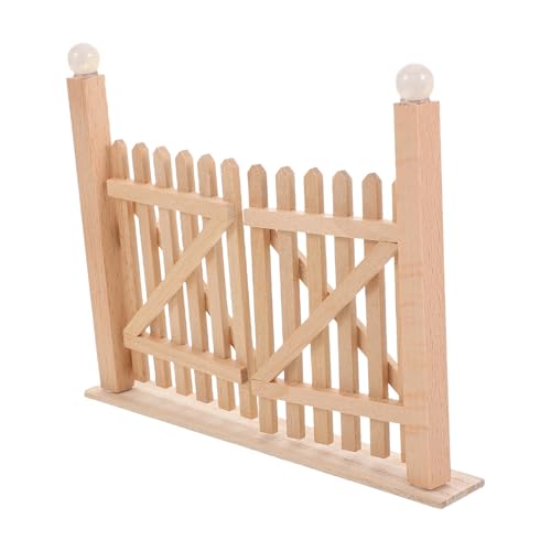 DRESSOOS Gartentor Aus Holz: Miniatur-holztor Mit Doppeltüren Für Puppenhäuser – Mini-lattenzaun-Dekorationen Für Puppenhaus-außenszenen, DIY-bastelarbeiten, Puppen, Rollenspiele von DRESSOOS