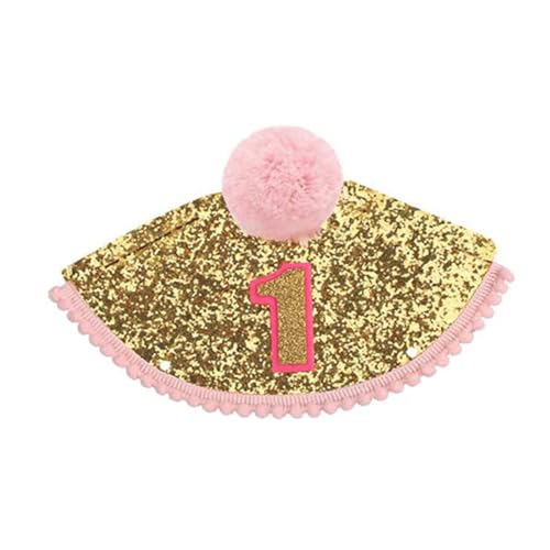 DRESSOOS Glitzernde Spitzmütze Babymütze Zum Ersten Geburtstag Geburtstagsmütze Requisite Geburtstagszubehör Geburtstagsfeiermütze Babygeburtstag Fotorequisiten Geburtstagspartymütze von DRESSOOS