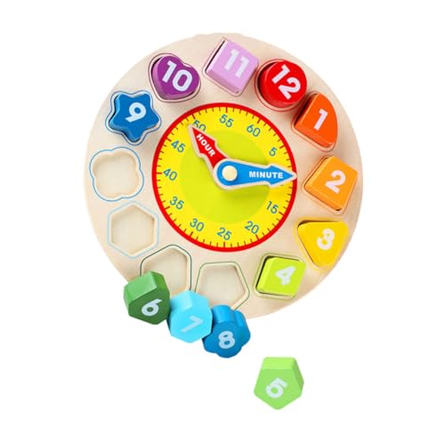 DRESSOOS Holzpuzzle Uhr Für Lernspiel Mit Zahlen Und Geometrischen Formen Pädagogisches Bauklötze Set Zur Von Kognition Und Feinmotorik DRESSOOS Holzpuzzle Uhr Für Lernspiel Mit Zahlen Und Geometrischen Formen Pädagogisches Bauklötze Set Zur Von Kognition Und Feinmotorik von DRESSOOS