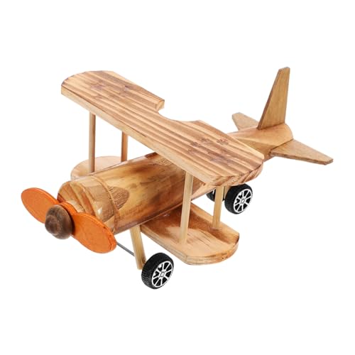DRESSOOS Hubschraubermodell Doppeldecker-Dekoration Modellflugzeug aus Kinderspielzeug Spielzeug für Kinder schmücken Kinderhandwerk Holzflugzeugmodell Desktop-Ebene Schreibtisch Souvenir von DRESSOOS