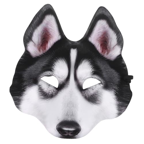 DRESSOOS Husky-maske Wildtierkostüm Gesicht Maskerade Masken Tiere Welpe Maskerade Maske Männer Gruselige Halloween-kostüme Halloween-tiermaske Dekorationen Für Maskerade-partys Grey Eva von DRESSOOS