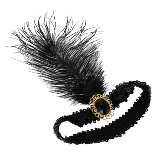 DRESSOOS Jahre Flapper Stirnband für Pailletten Kopfbedeckung Vielseitiges Accessoire für Hochzeiten Karneval Bälle Modischer Haarschmuck Schwarz DRESSOOS Jahre Flapper Stirnband für Pailletten Kopfbedeckung Vielseitiges Accessoire für Hochzeiten Karneval Bälle Modischer Haarschmuck Schwarz von DRESSOOS