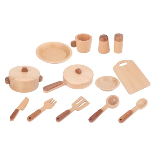 DRESSOOS 1 Set Küchenspielzeug Aus Buchenholz Simulation Spielküchenutensilien Für Rollenspiele Für Kreatives Kochzubehör Für Kleine Köche von DRESSOOS