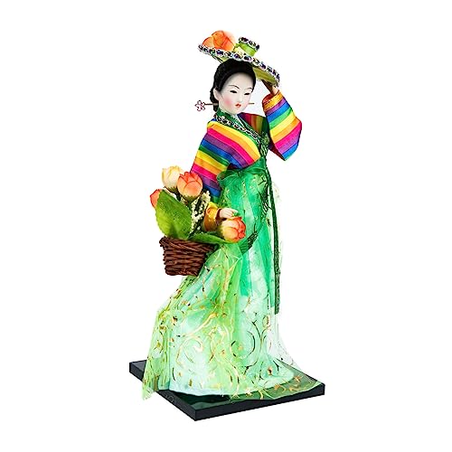 DRESSOOS Koreanische Puppe Kokeshi Girl Statue Koreanische Wiedergeborene Puppe Decoraciones para Sala De Casa Japanisch Koreanische Hochzeitspuppen Kabuki-Puppe Hanbok Modell Harz von DRESSOOS