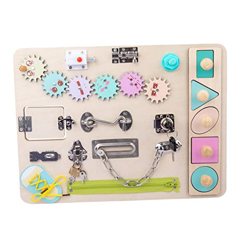 DRESSOOS Kubisches Busy Board beschäftigtes Brett Bretter Kleinkinder Planke entwicklung kindliche entwicklung kindergeburtstags mitgebsel Besetztes Brett aus Holz hölzern von DRESSOOS