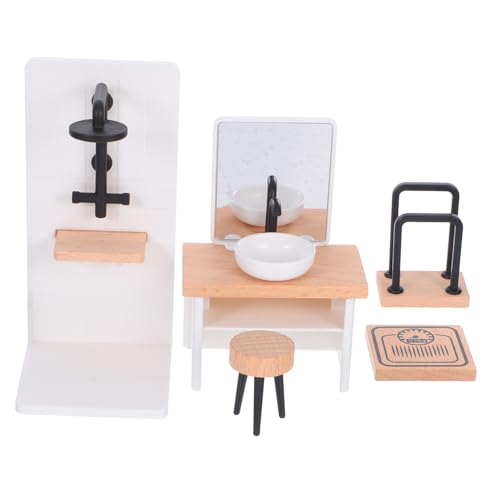 DRESSOOS Maßstab Badezimmer Dusche Waschbecken Handtuchhalter Hocker Modell für Puppen DIY Badezimmer Dekoration Teiliges aus Robustem DRESSOOS Maßstab Badezimmer Dusche Waschbecken Handtuchhalter Hocker Modell für Puppen DIY Badezimmer Dekoration Teiliges aus Robustem von DRESSOOS