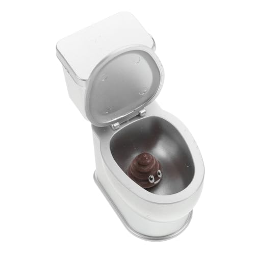 DRESSOOS Maßstab Silbernes Mini Wc mit Realistischem Sound Langlebiges Miniatur Badezimmermöbel für Puppenhaus Dekoration und DIY Kleine Häuser von DRESSOOS