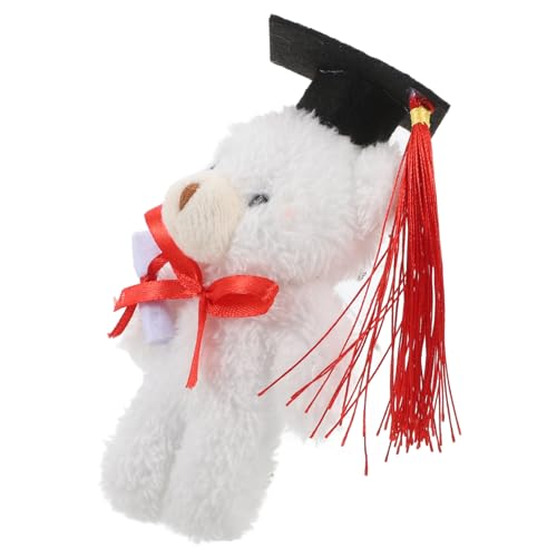 DRESSOOS Mini Graduierung Bär Plüsch Stofftier Kappe Grad Bär Spielzeug für Feier Weiß von DRESSOOS