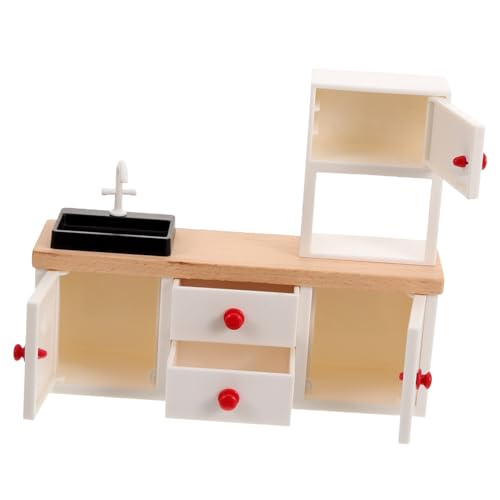 DRESSOOS Mini-Möbel Miniatur-Küchenschränke Puppenhausmöbel bastelzeug Craft Ornament Mini-Hausverzierung Puppenhauszubehör Waschbecken kleine Möbel Lieferungen Puppenzimmer Mikroszene Weiß von DRESSOOS