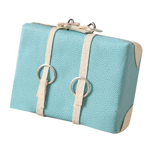 DRESSOOS Miniatur Koffer für Puppenhaus Blauer Reisekoffer Dekoration Lebensnahe Miniatur für Mini Häuser für Kreative Szenen und Wohnaccessoires von DRESSOOS