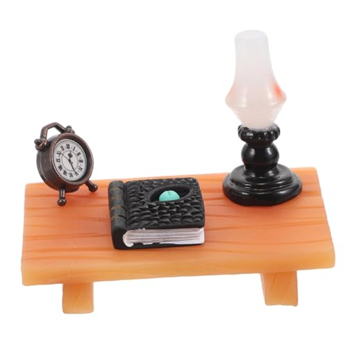 DRESSOOS Miniatur Möbel Modell Miniatur Schreibtisch und Bücher Set DIY Mini Schreibpult für Puppenhaus Dekoration Zubehör von DRESSOOS