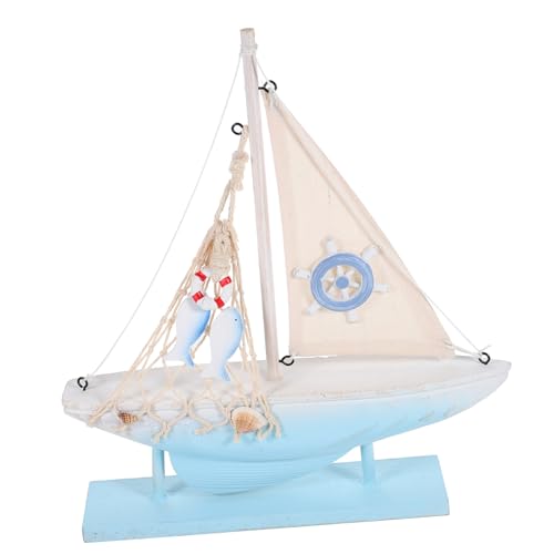 DRESSOOS Miniatur-segelboot Aus Holz Nautisches Segelboot-dekor Strand-segelboot-dekor Segelboot Aus Holz, Nautische Dekoration Segelboot-Figur Spielzeug Für Hölzern Skulptur Büro Drinnen von DRESSOOS