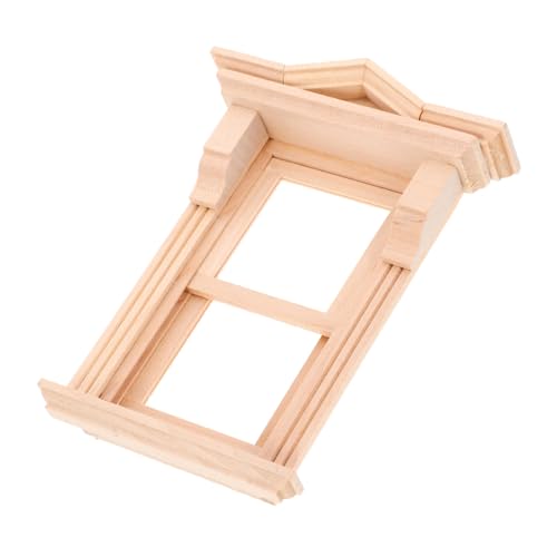DRESSOOS Miniaturtüren und -Fenster Puppenhausfenster zum Basteln Puppenhauszubehör Miniatur-Fensterrahmen DIY leeres Fenster Puppenmöbel Tiny House Miniaturmöbel hölzern von DRESSOOS