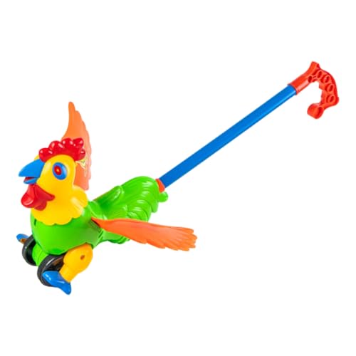 DRESSOOS Nachziehspielzeug Handwagen mit Abnehmbarem Hahn Motiv Montessori Lernspielzeug für Kleinkinder Sicherer Lauflernwagen mit Sanfter Flügelbewegung Fördert Motorik Zufällige Farbe von DRESSOOS