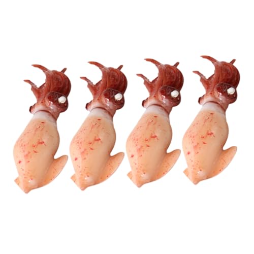 DRESSOOS Ornament 4 Stück Simulation küchendekoration küchendeco Künstliche Tintenfischfiguren Tintenfischspielzeug Tier gefälschtes Essen -Modell Tintenfischerkennungsmodell Spielzeuge von DRESSOOS