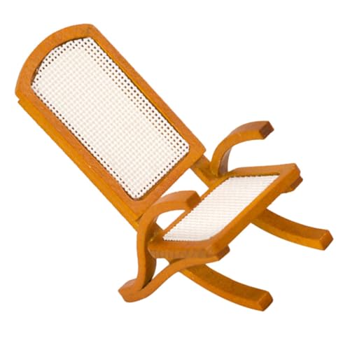 DRESSOOS Puppenhaus Mini Massivholz Rattan Stuhl Mini Spielzeug Realistische Miniatur Möbel Verschleißfest Miniatur Spielzeug Bezaubernde Mini Realistische Miniatur Spielzeug von DRESSOOS