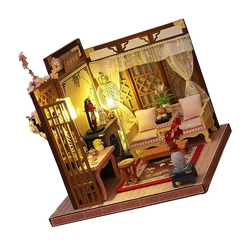 DRESSOOS Puppenhaus-Modell Dekoratives Minihaus Miniatur-puppenstubenmöbel Puppenhaus Spielset Winziges Hausmodell 3D-Puzzles Aus Holz -kit Holzmöbel Haushalt Kunststoff Spielzeug von DRESSOOS
