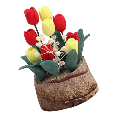 DRESSOOS Puppenhaus Topfpflanze Garten Bonsai Modell Miniatur Blumenvase Tiny House Miniaturen Tiny House Blumentopf Dekoration Mini Dekorationen Blumentopf Basteln Winziges Spielzeug von DRESSOOS