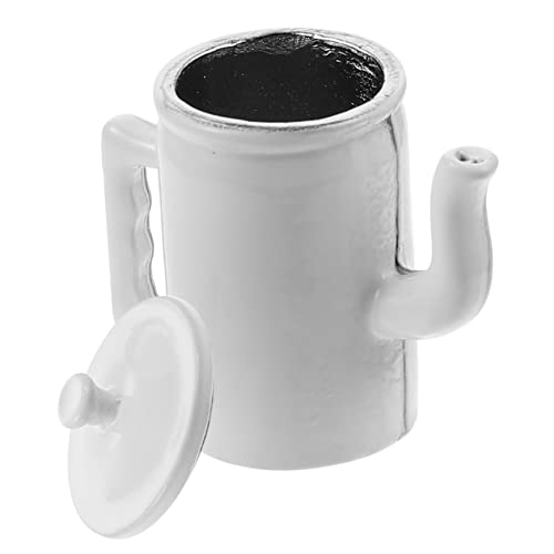 DRESSOOS Miniaturen puppenhaus wasserkocher Miniküche Mini-Kaffeekannenmodell Modelle Miniatur-Wassertopf-Modell Mini-Modell Wassertopf Mit Deckel Kaffeetasse Legierung Weiß von DRESSOOS