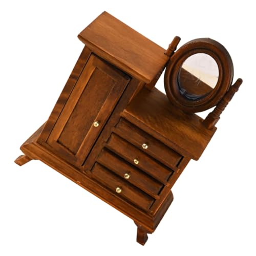 DRESSOOS Puppenhaus-miniaturmöbel – Frisiertisch Aus Holz Im Maßstab 1:12 Mit Spiegel, Mini-schminktisch, Rollenspielspielzeug Für Die Schlafzimmer-szenendekoration von DRESSOOS