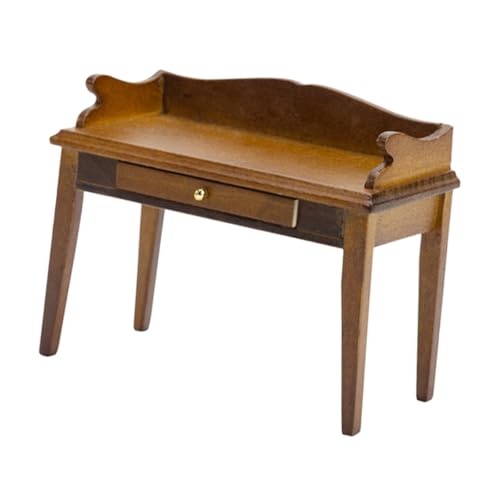 DRESSOOS Puppenhauszubehör Mini Schreibtisch Mini Möbelmodell Mini Möbelfigur Nachttischmöbel Winziger Holzschreibtisch Mini Tischschmuck Mini Tischmodell Mini Hausornament von DRESSOOS