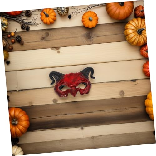 DRESSOOS Scary Halloween Halbgesichtsmaske mit Hörnern Rotes und Weißes Dämonen-ziegenkopf-design Leichte und Bequeme Maske für Herren für Cosplay Maskenball Karneval und Party DRESSOOS Scary Halloween Halbgesichtsmaske mit Hörnern Rotes und Weißes Dämonen-ziegenkopf-design Leichte und Bequeme Maske für Herren für Cosplay Maskenball Karneval und Party von DRESSOOS