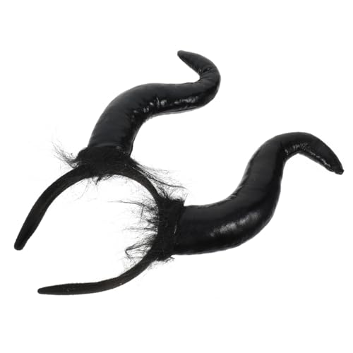 DRESSOOS Schwarzes Ox Horn Stirnband Teufelshörner Haarschmuck Cosplay Halloween Party Kostüm Zubehör für Damen und Herren von DRESSOOS