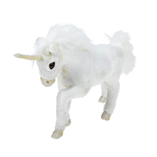 DRESSOOS Simulation Einhorn Plüsch- in Einhornform Plüschtiere Modell Tiere Schmücken Schlafzimmer-Schreibtisch-Ornamente Aktivitäten Im Auto Für Kleinkinder Weiß Kunstpelz von DRESSOOS