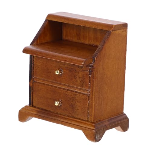 DRESSOOS Simulation Nachttisch Lagerschrank Holzmöbel Mini Schrank Mini Zimmerschrank Miniaturmöbel Mini Weinschrank Modellzubehör Tiny House Kochtisch Holz Miniaturschrankmodell von DRESSOOS