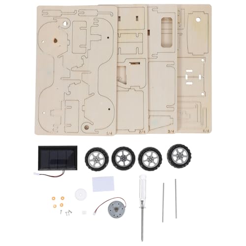 DRESSOOS Solarbetriebene Holzspielzeug Auto Bausatz 1 Set DIY Modell Für Wissenschaftsprojekt Und Lernspielzeug Umweltfreundliches Solarauto Zum Selbstbauen von DRESSOOS